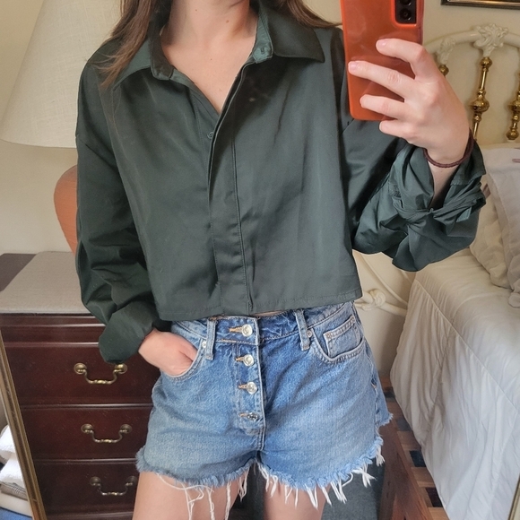 Forever 21 | faux satin long sleeve crop - Picture 5 of 5